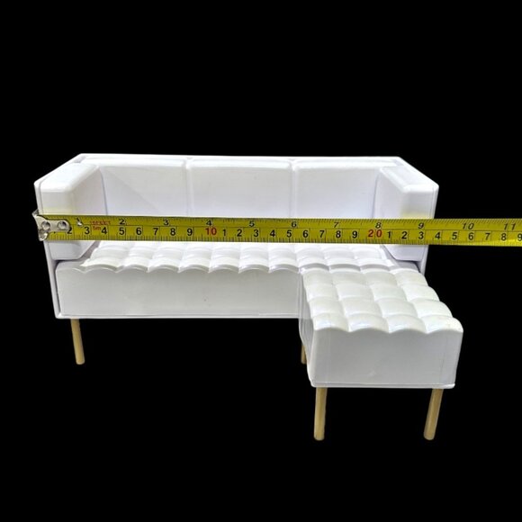 Rainbow High Dollhouse White Gold L Shaped Couch Sofa MGA Fits Barbie 1:6 Scale - Picture 8 of 9